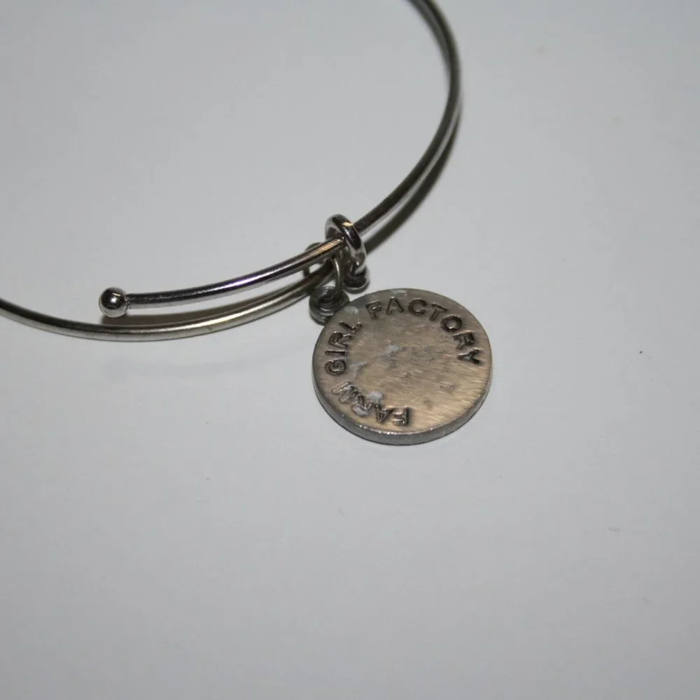Silver Farm Girl Factory Charm bangle bracelet